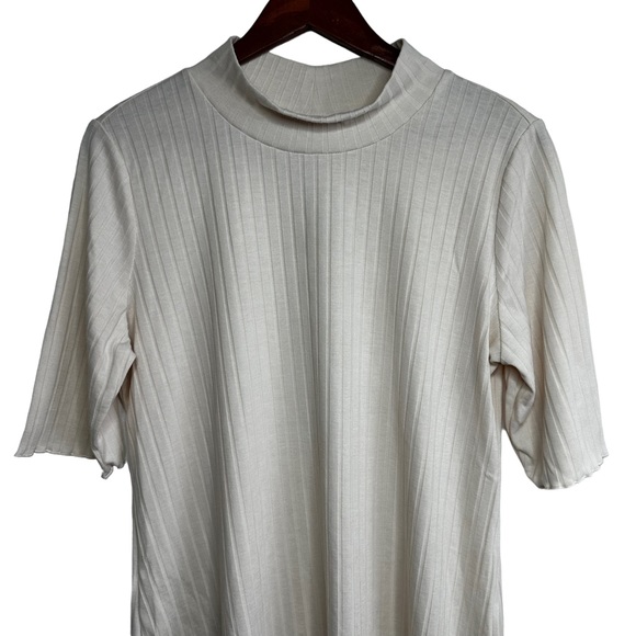NWT The Nines by HATCH Mock Turtleneck Rib Knit Maternity Shirt Ivory Size XL - Picture 3 of 10